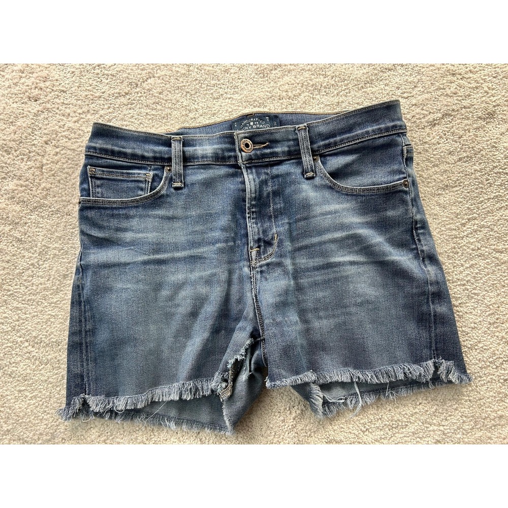 Lucky Brand Shorts Womens 28 Blue Brooke Flare Candiani Denim Raw Hem Distressed